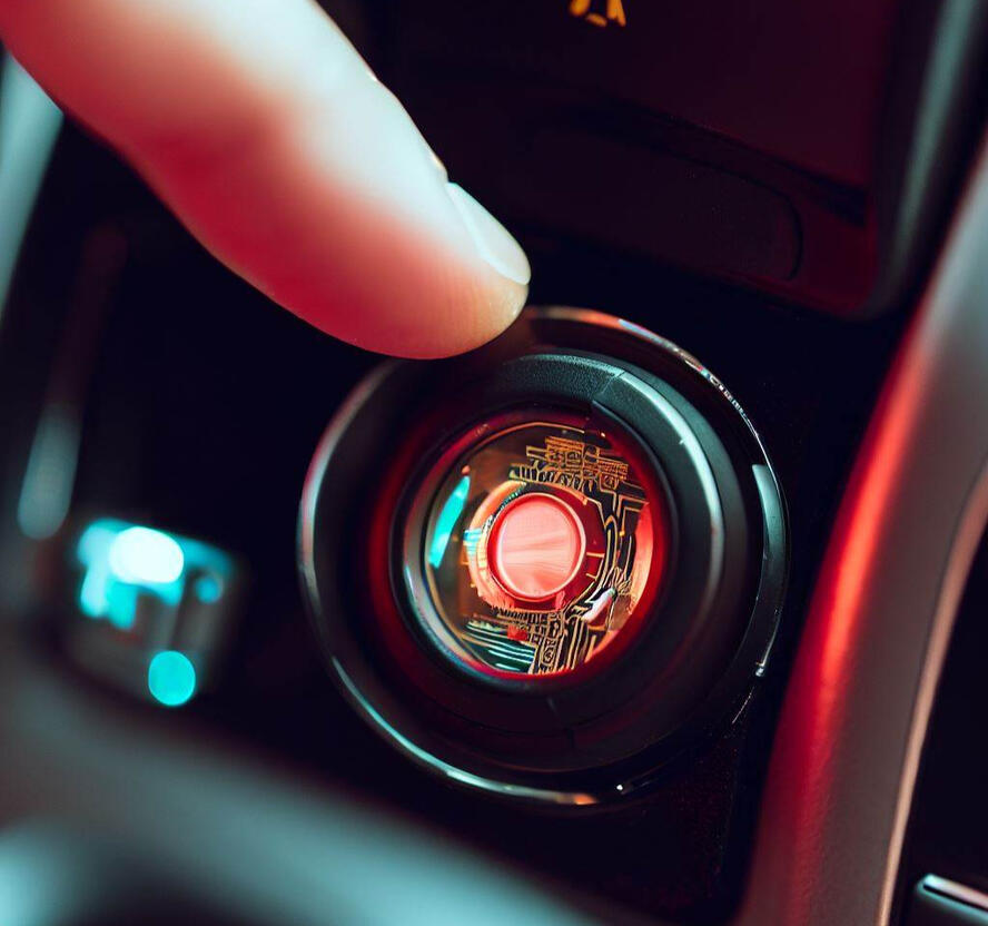 Smart button sensor being pressed inside a vehicle